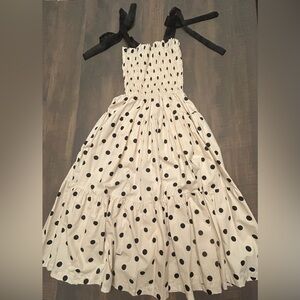 Polka Dot Tiered Dress with Black Tulle Straps